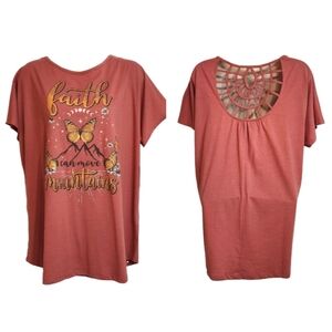 Joei & I Butterfly Christian Graphic T-Shirt Pink 2XL